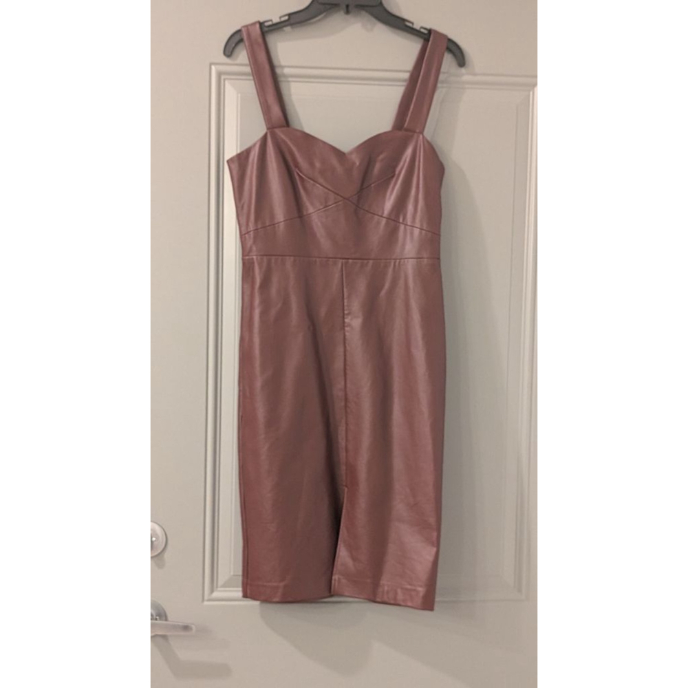 Women's French Connection Brown Faux Leather Sweetheart Midi Dress Size 6